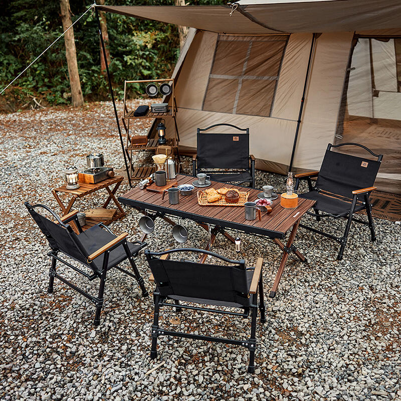 Grote Campingtafel Houtlook 125×60 cm Opvouwbaar 50 kg 6/7