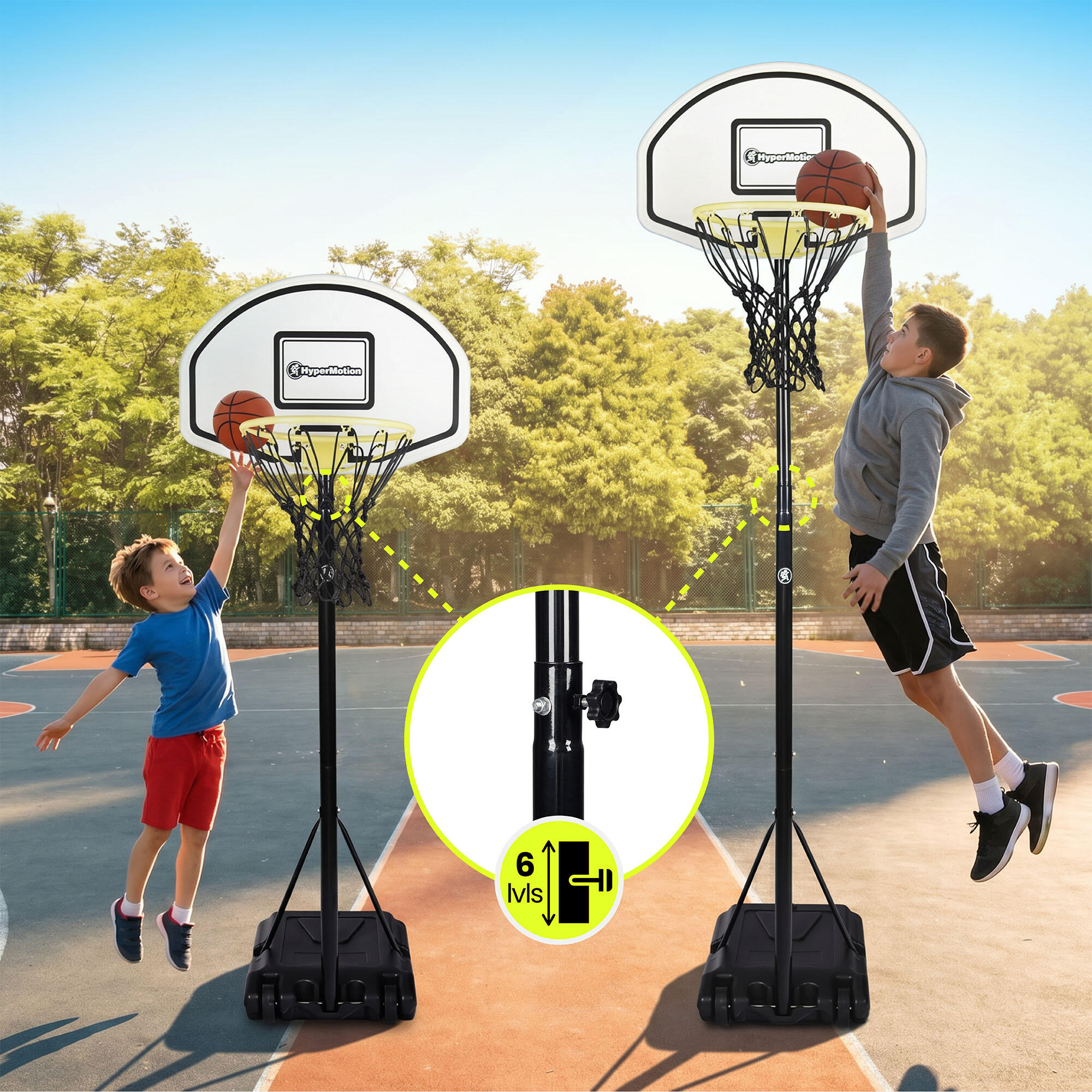 Canasta Baloncesto Infantil con Ruedas Regulable 165-215cm 73x49cm 3/7