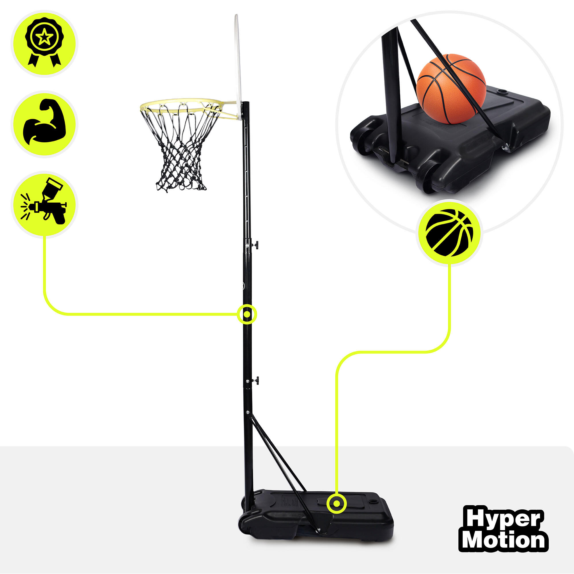 Canasta Baloncesto Infantil con Ruedas Regulable 165-215cm 73x49cm 2/7