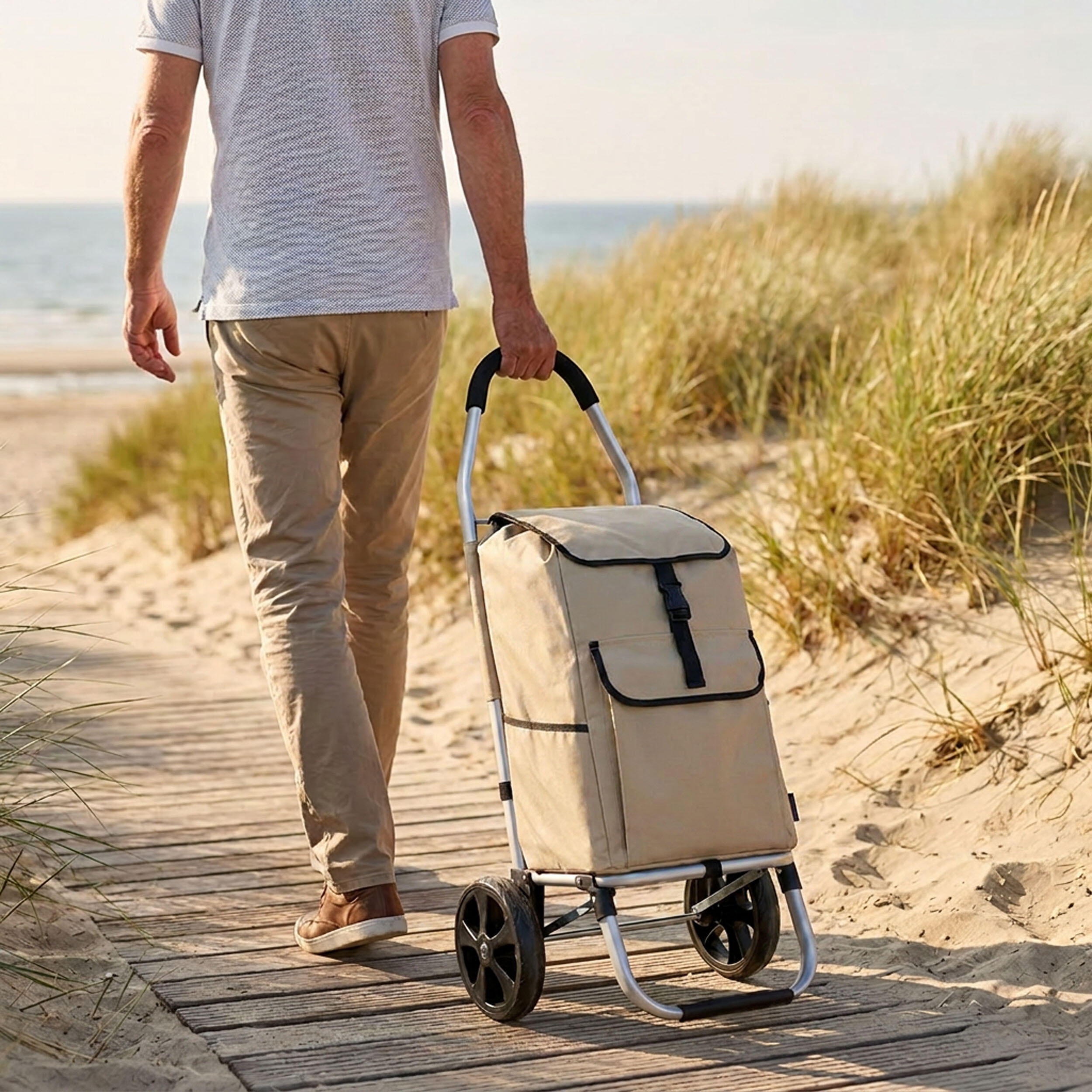 Travelnet Chariot de courses 40L, pliable, cadre en aluminium, avec roues 3/7