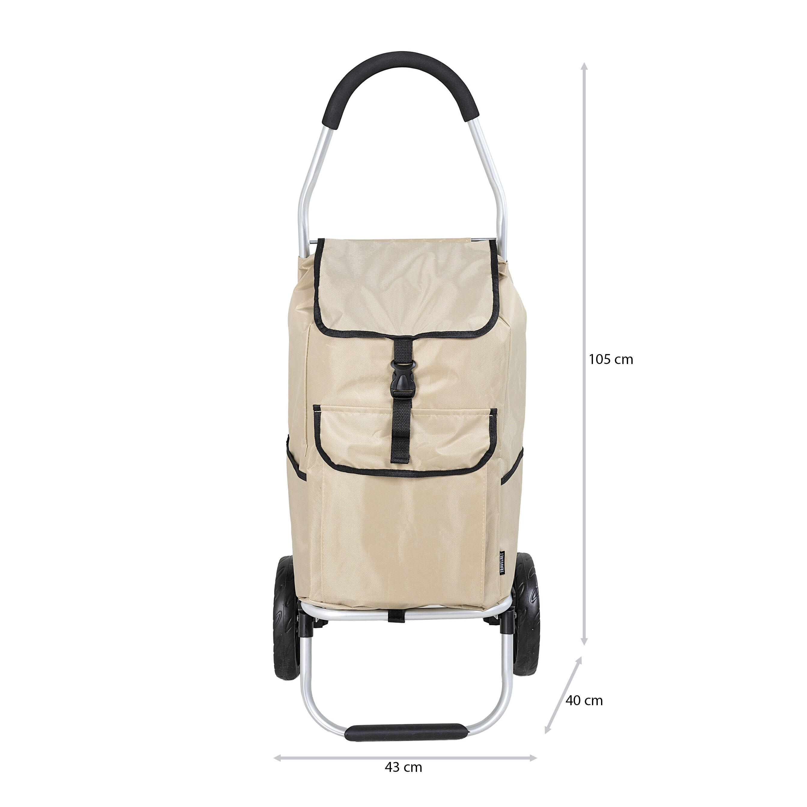 Travelnet Chariot de courses 40L, pliable, cadre en aluminium, avec roues 5/7