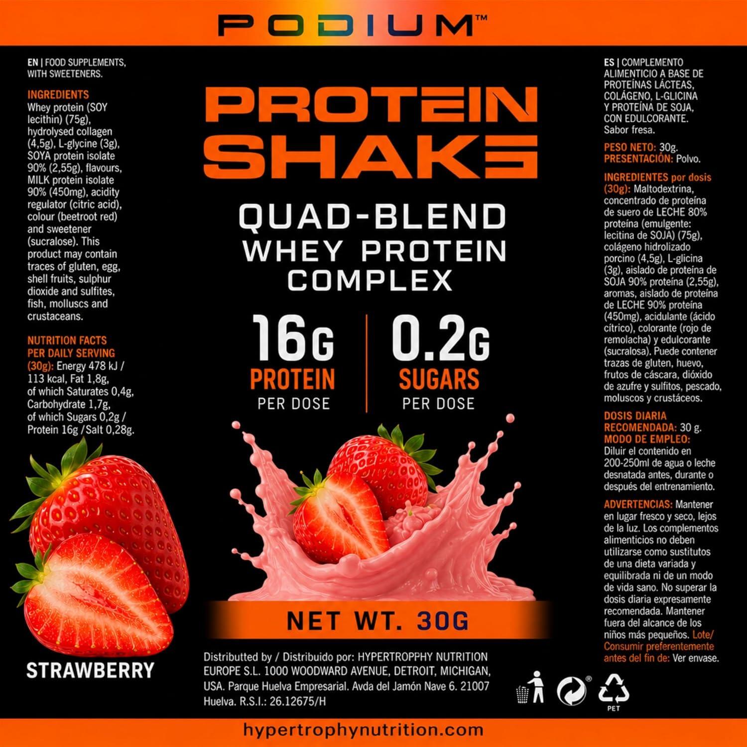 PACK DE 6 PROTEIN SHAKE COMPLEX FRAISE (6 dosettes de 30 g bouteille de 330 ml) 2/4