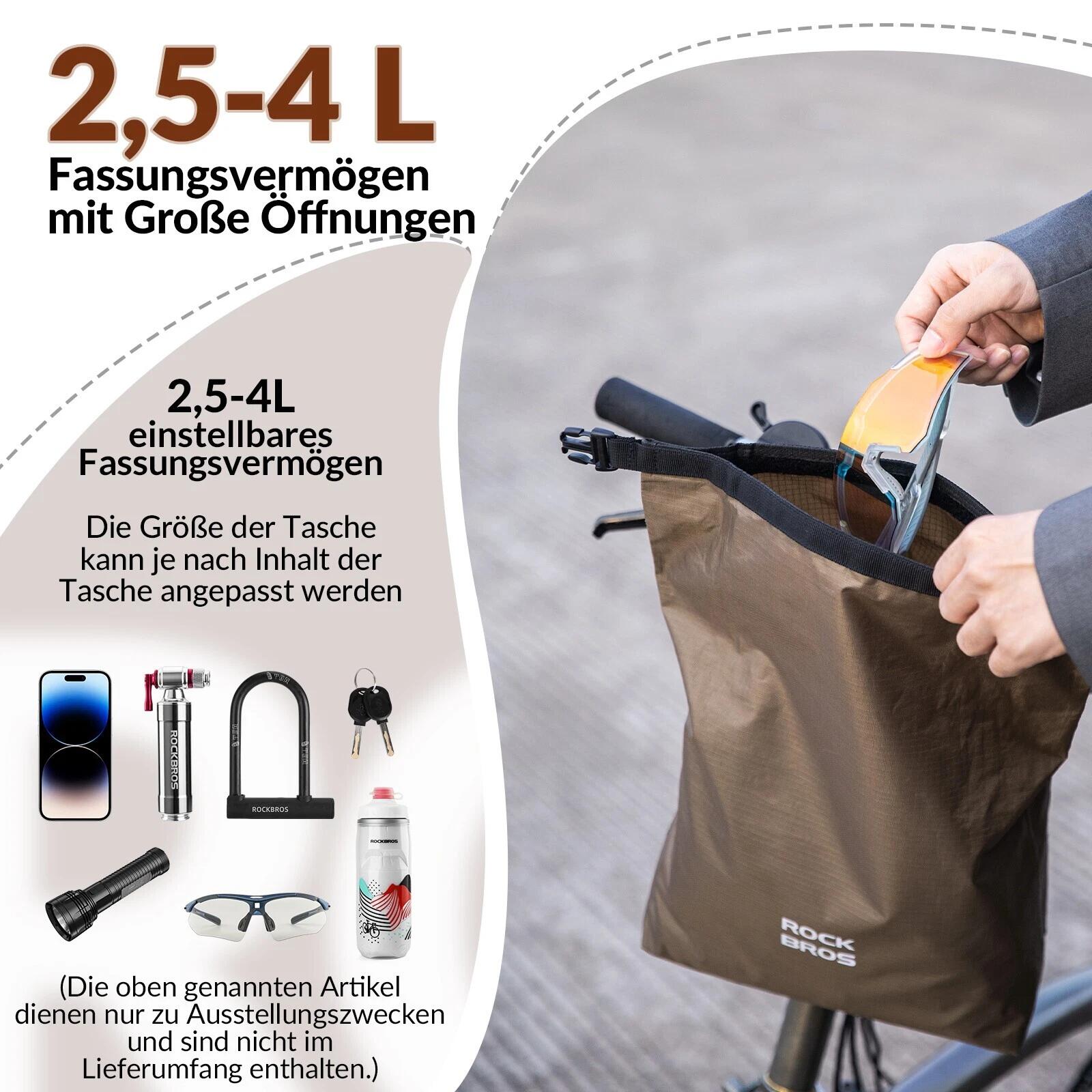 ROCKBROS Fahrradtasche 2,5-4L Verstellbar Lenkertasche 7/7