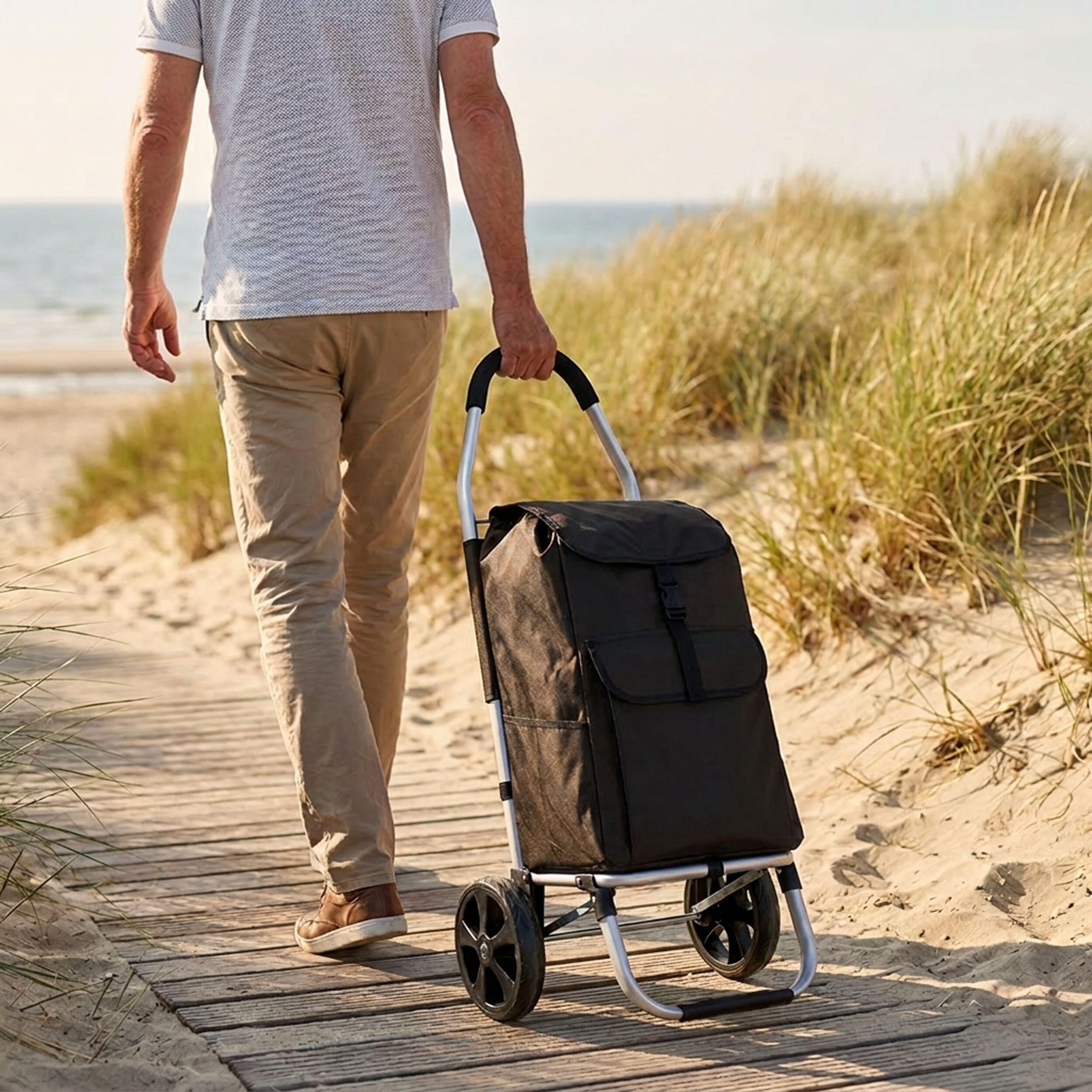 Travelnet Chariot de courses 40L, pliable, cadre en aluminium, avec roues 3/7