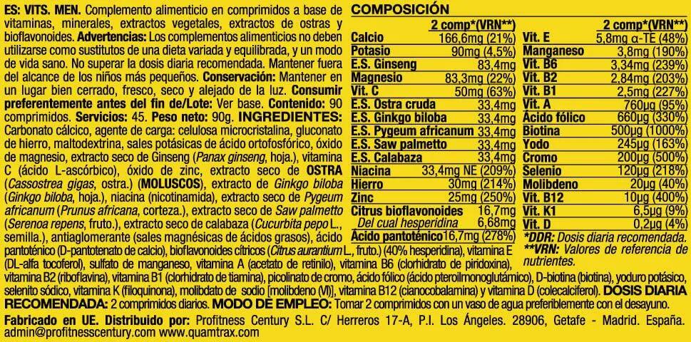 Vitamine per uomo - 90 compresse Quamtrax 2/2