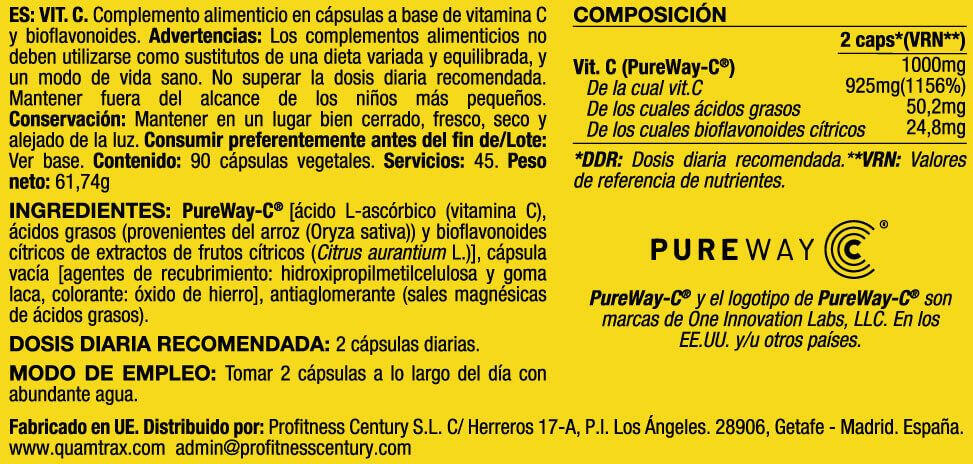 Vitamina C (PureWay-C®) - 90 capsule Quamtrax 2/2