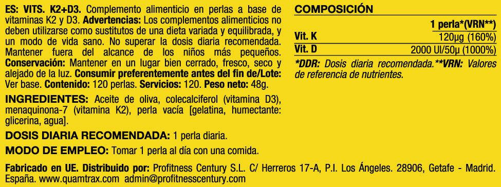 Vitaminas K2 D3 - 120 Softgels [Quamtrax] Quamtrax 2/2