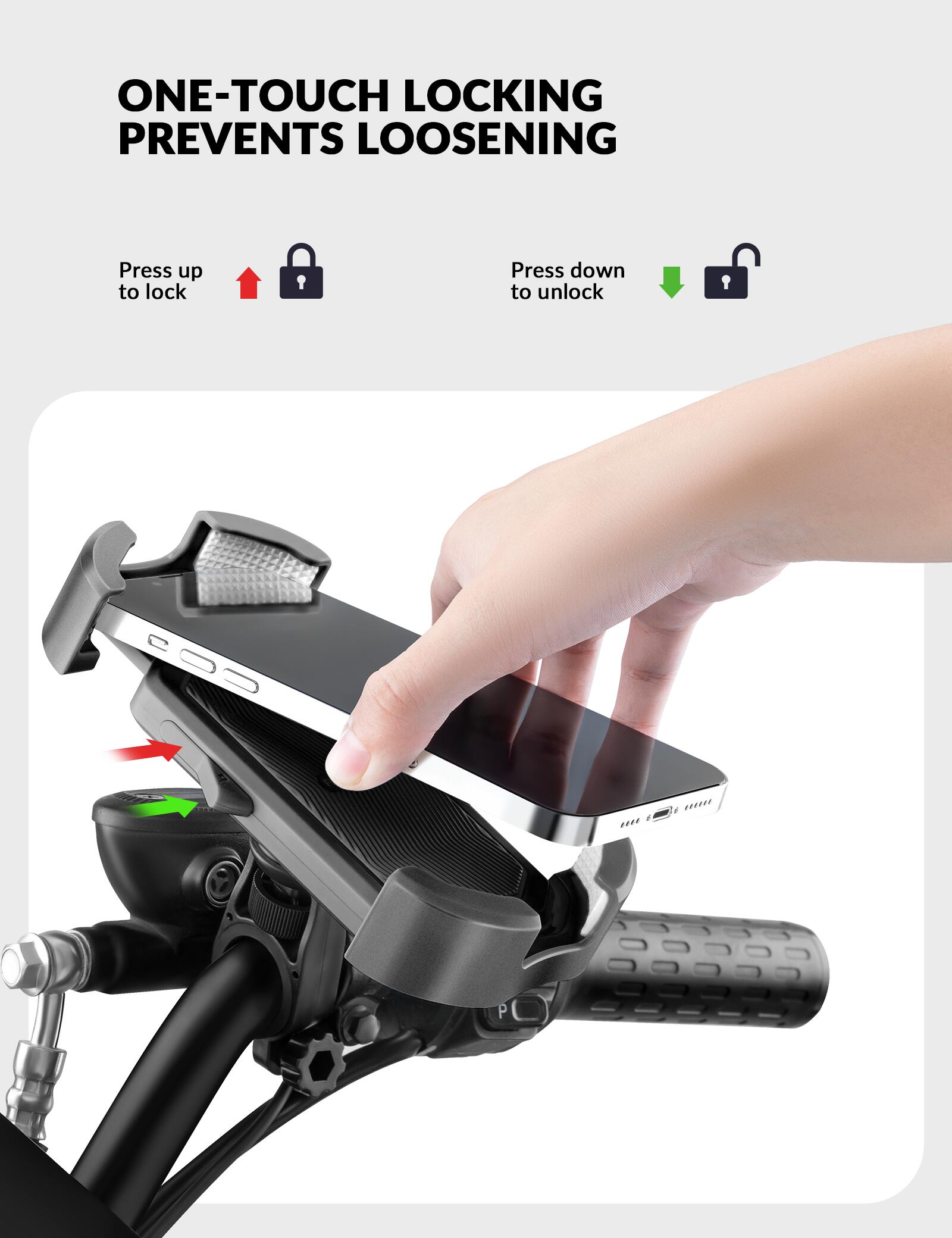 ROCKBROS Handyhalterung Lenker für Motorrad & Fahrrad 4/7