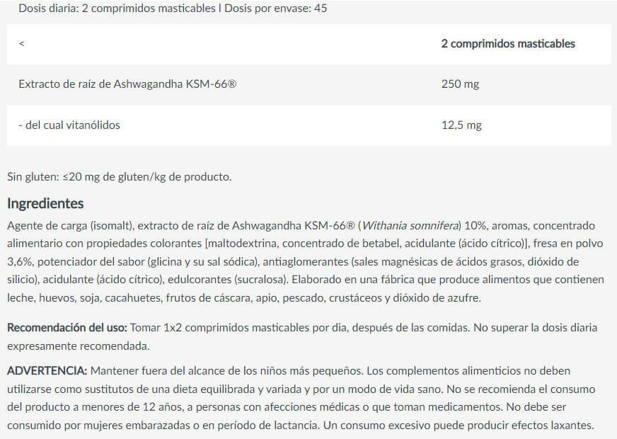 Ashwa Candy - 90 Tabletas - Sabor Fresa Biotech USA 2/2