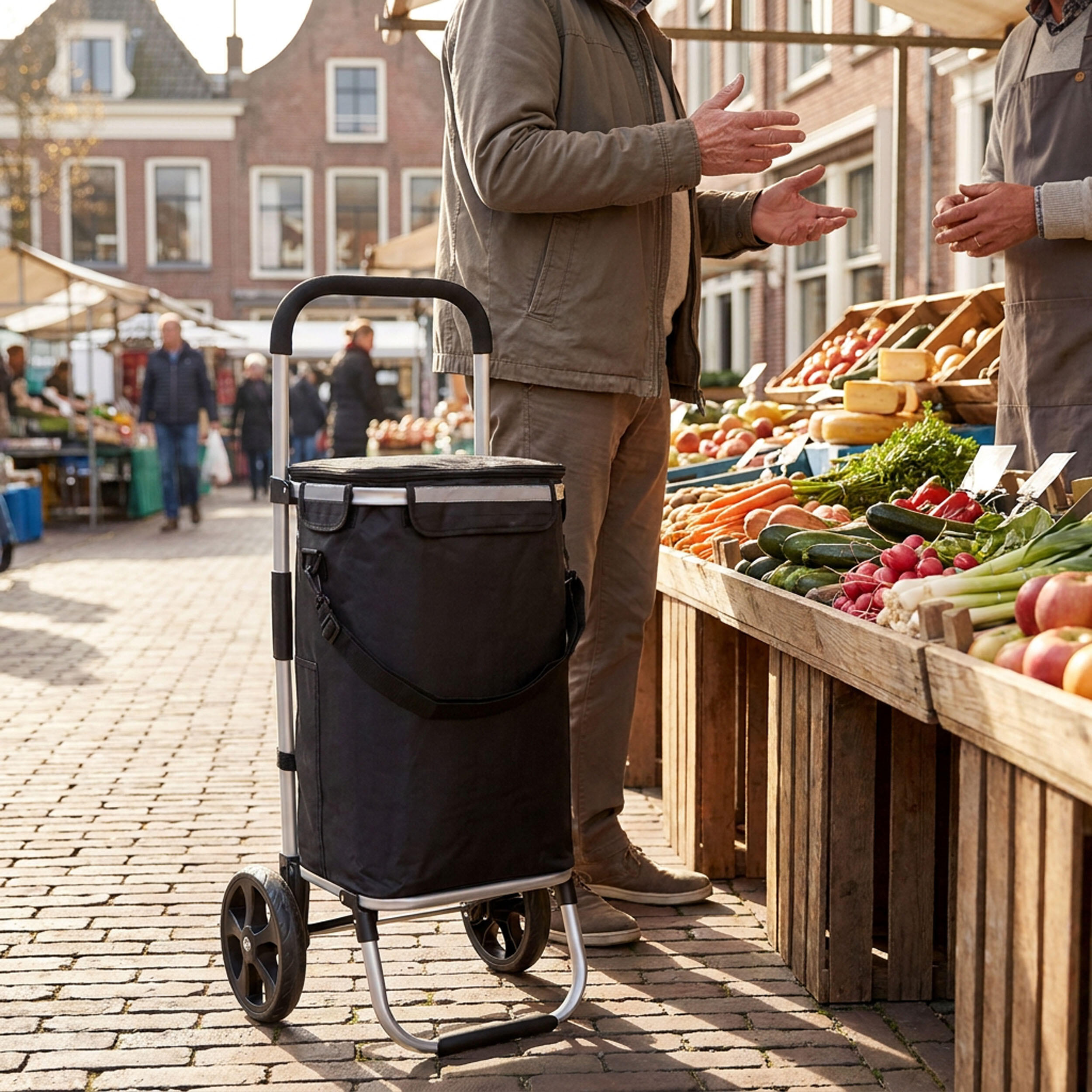 Travelnet Boodschappenwagen 40L, met koelvakje, inklapbaar,  aluminium frame 2/7