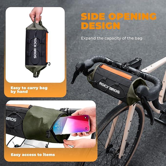 Sacoche de guidon Imperméable et Extensible de 2 à 2,4L Vert 4/6
