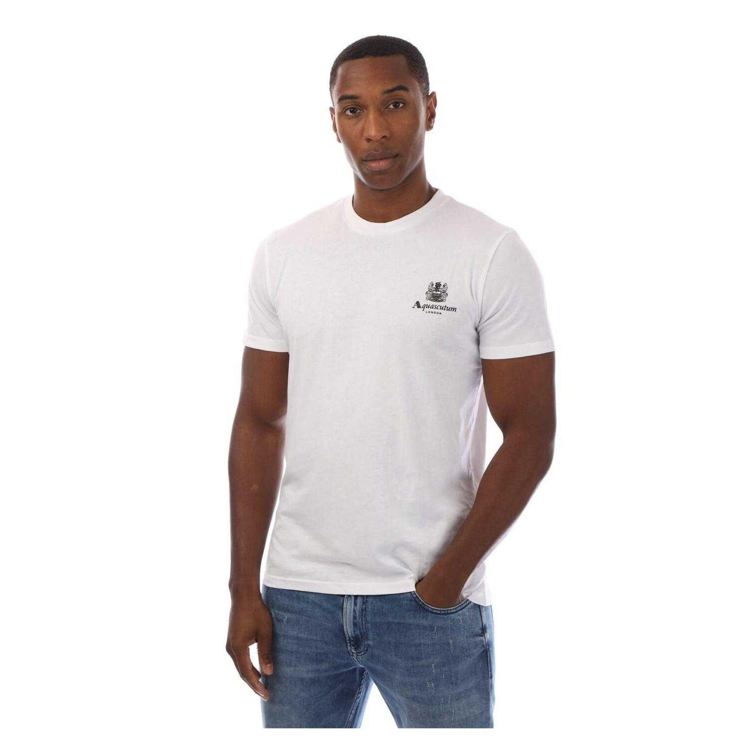 Aquascutum Mens London Chest Logo Crew Neck T-Shirt