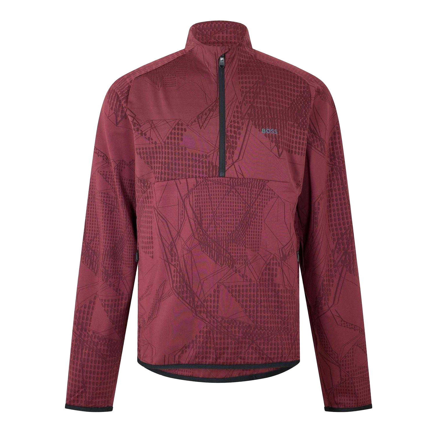 Boss Mens Desert Half Zip Long-Sleeved Active T-Shirt