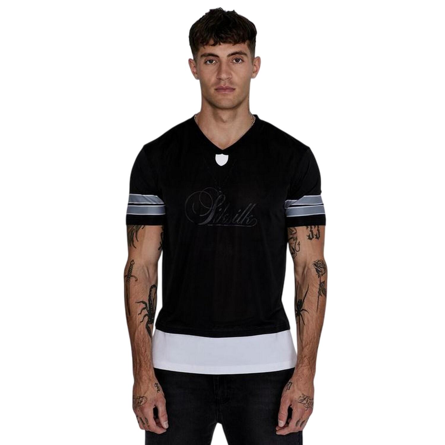 SikSilk Mens V Neck Slim Short-Sleeved T-Shirt