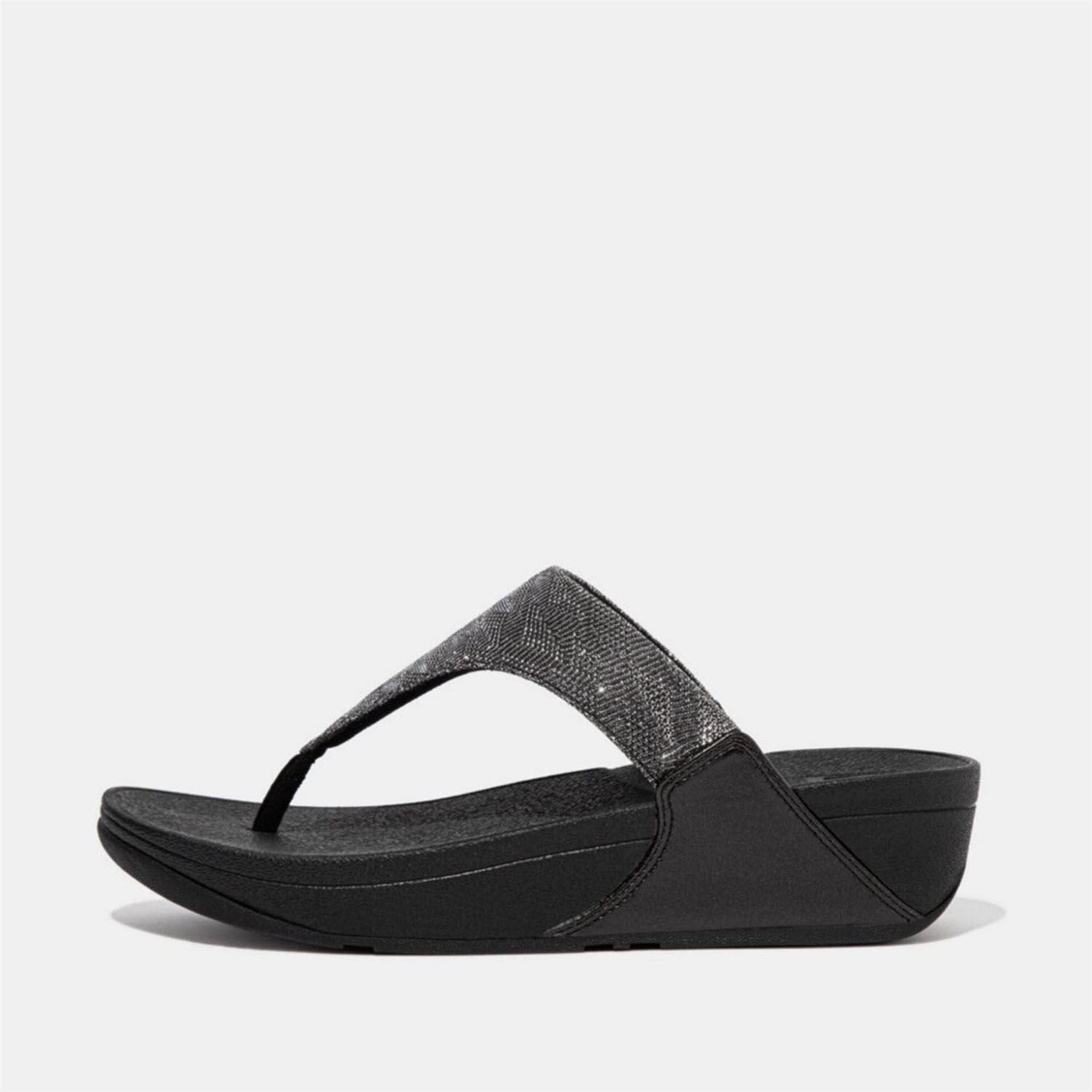 Fit Flop Womens/Ladies Lulu Glitz Toe Post Wedge Sandals