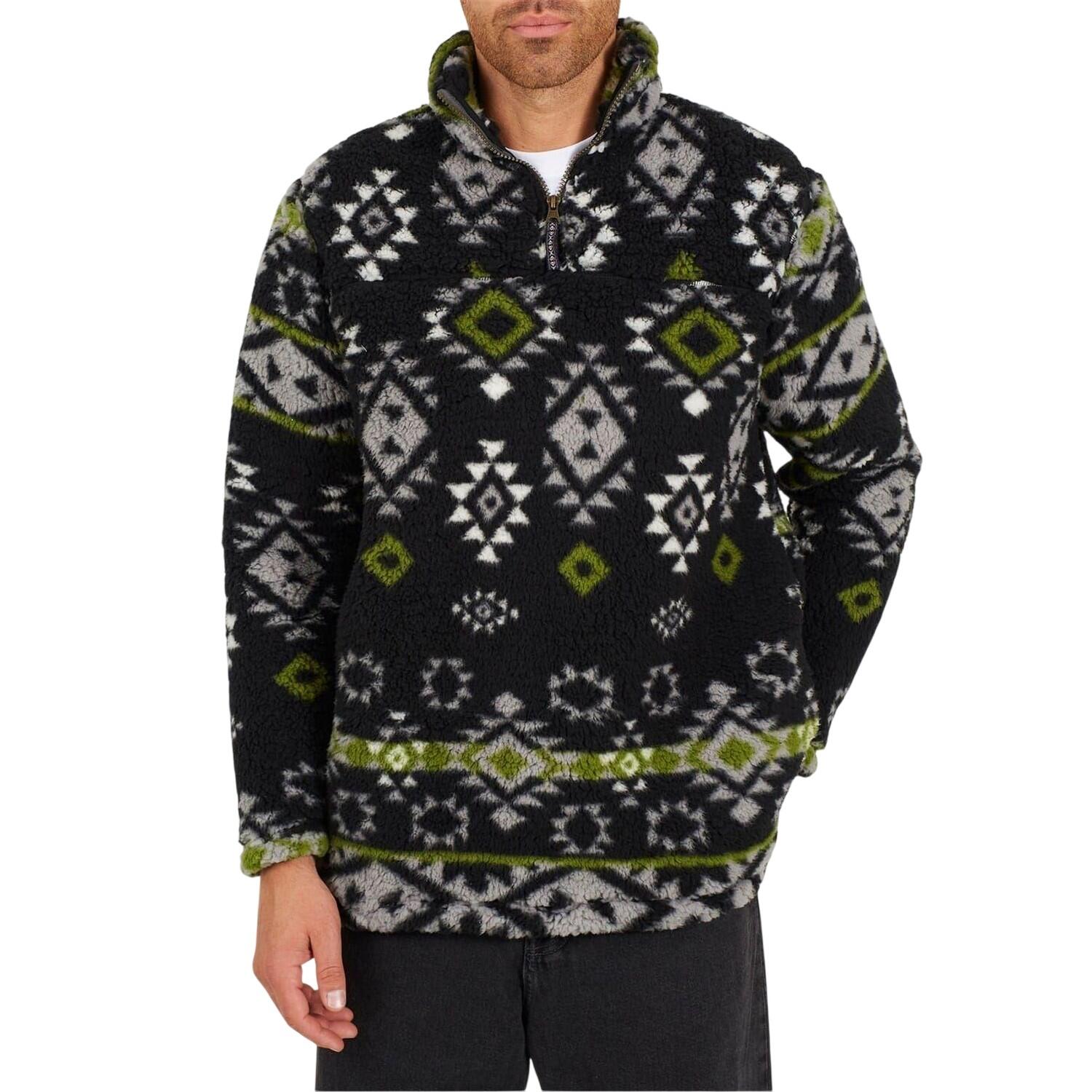 Brave Soul Mens Aztec Fleece Long-Sleeved Sweatshirt