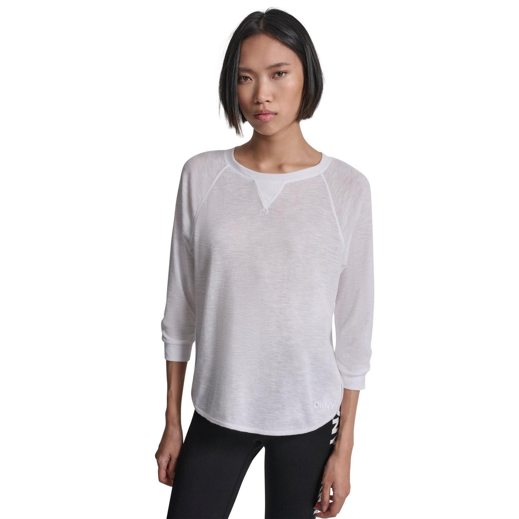 DKNY Womens/Ladies Waffle Slim 3/4 Sleeve T-Shirt