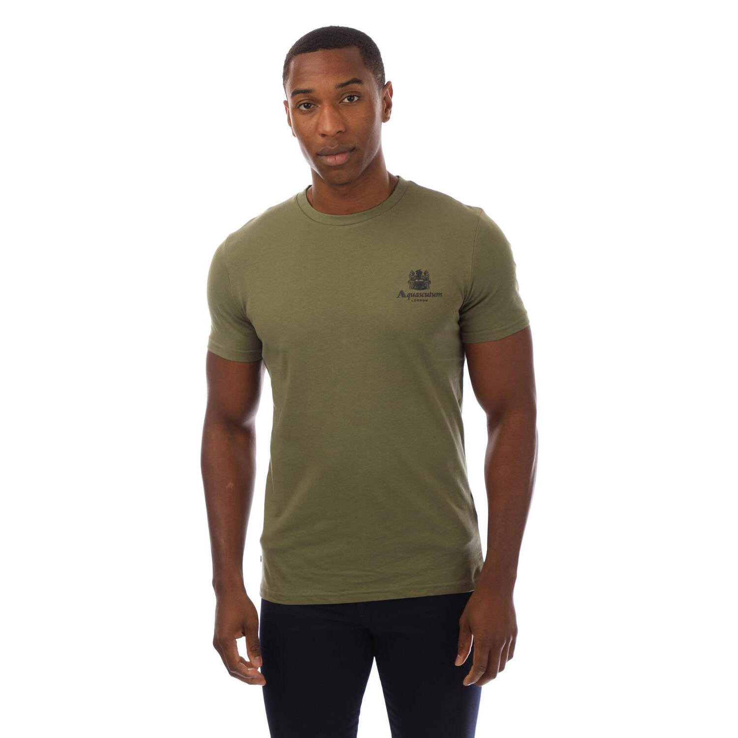 Aquascutum Mens London Chest Logo Crew Neck T-Shirt