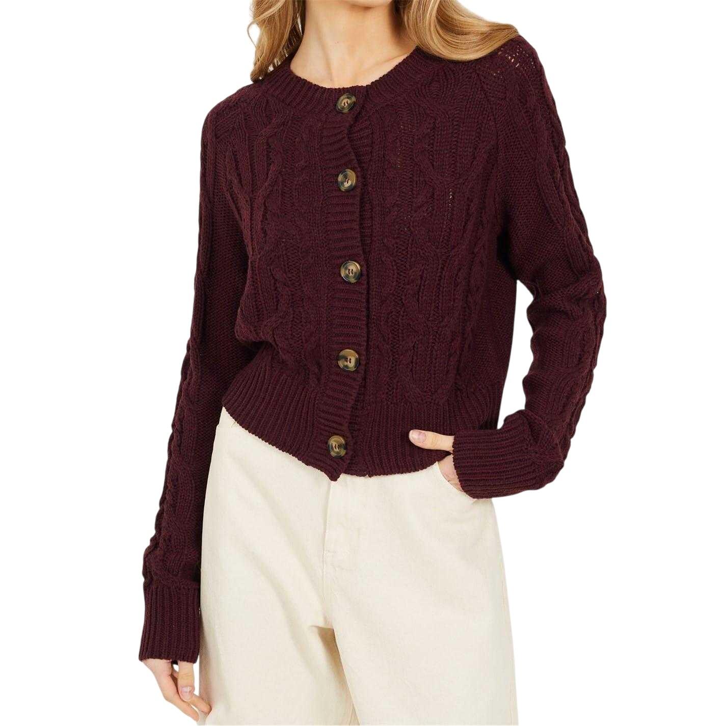 Brave Soul Womens/Ladies Cable Knit Raglan Cardigan
