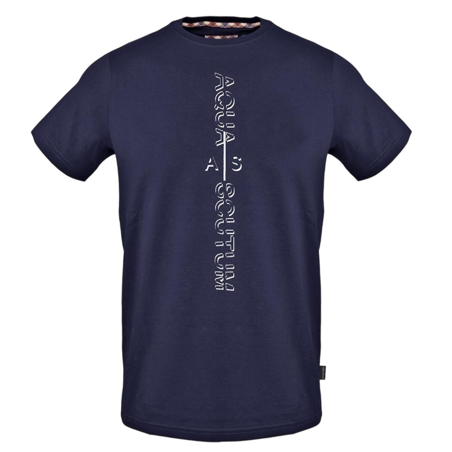 Aquascutum Mens Vertical Logo Crew Neck T-Shirt
