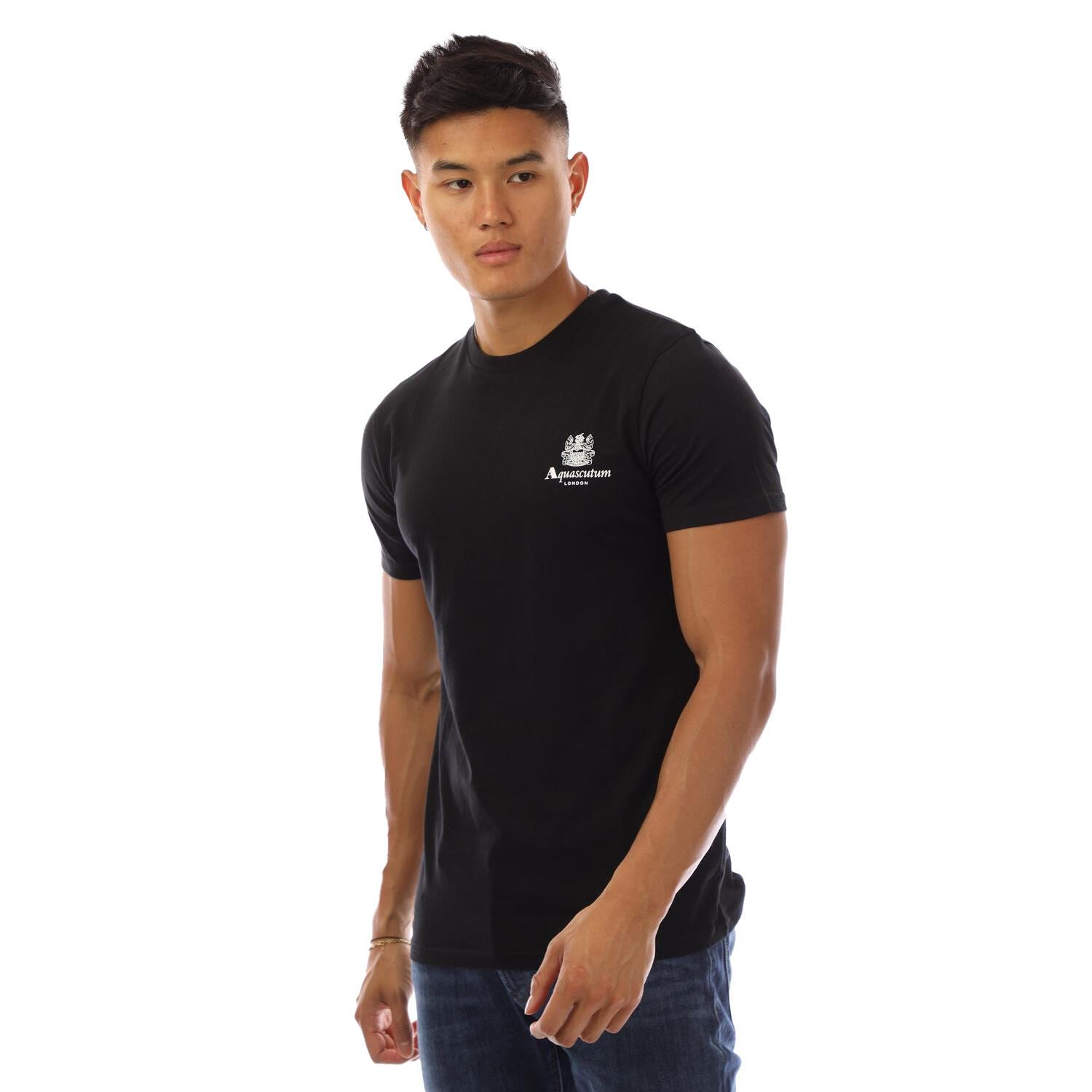 Aquascutum Mens London Chest Logo Crew Neck T-Shirt