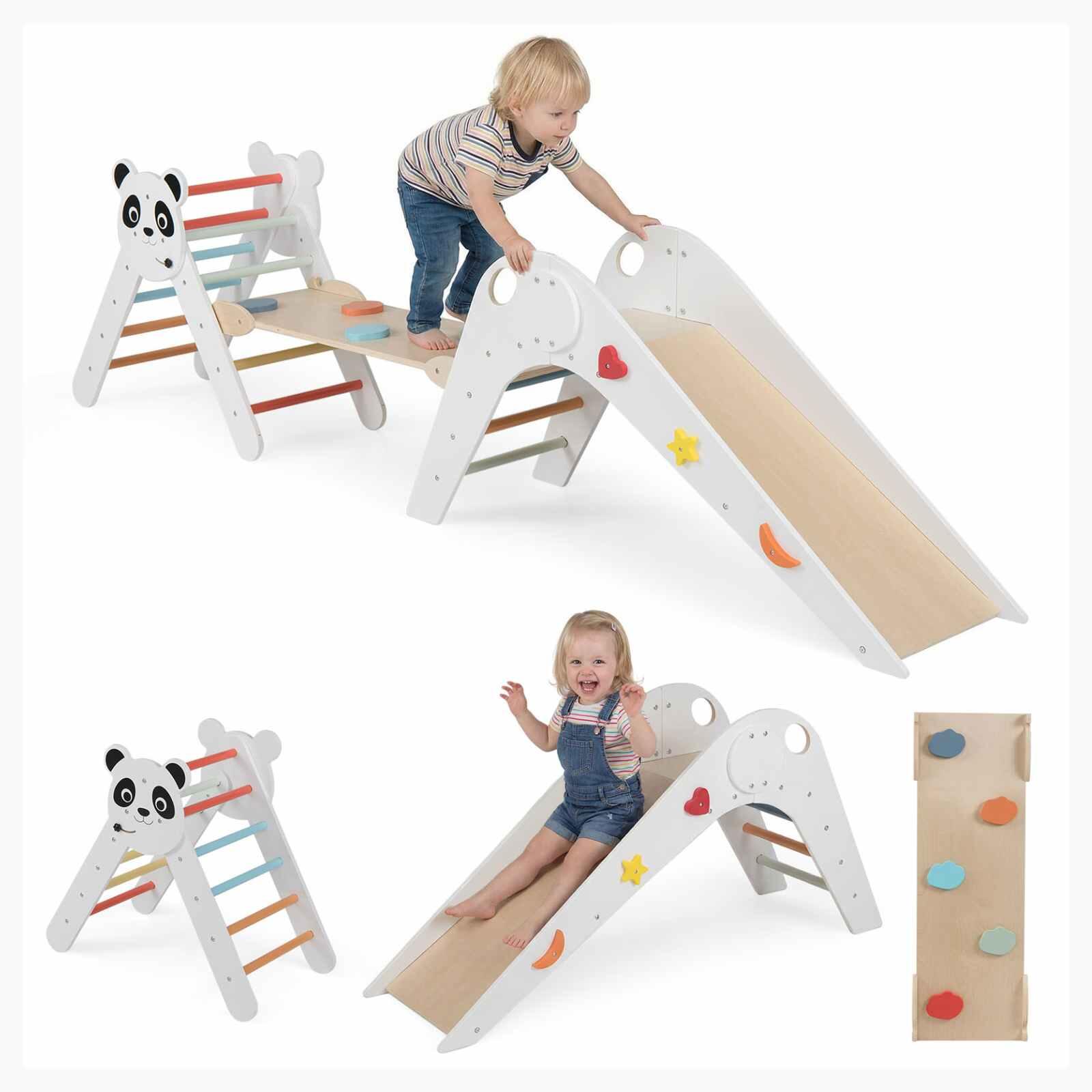 Wood Panda Triangle Climber w/Slide Ramp Multi