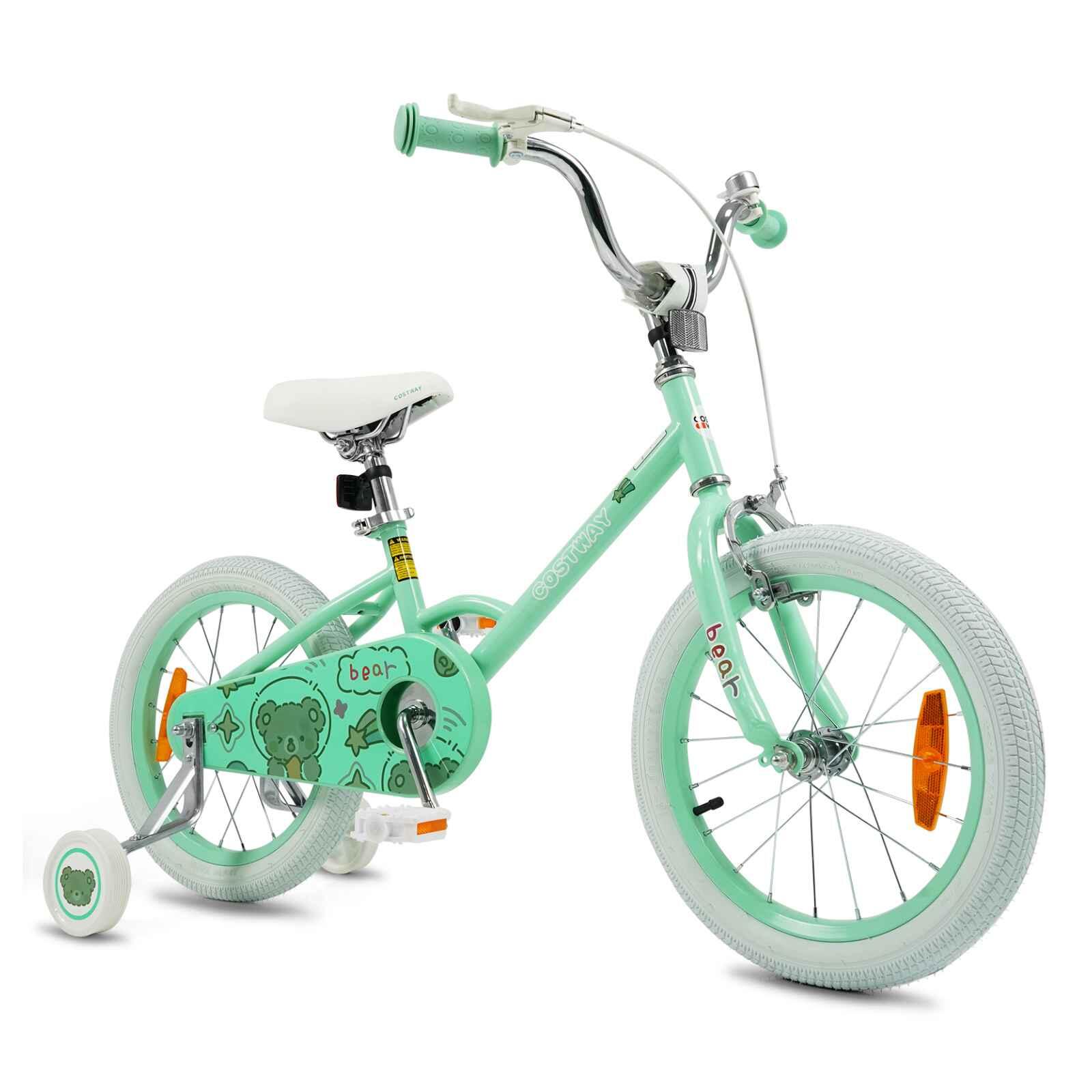 40cm Kids Bike w/Dual Brakes Detachable Training Wheels Green