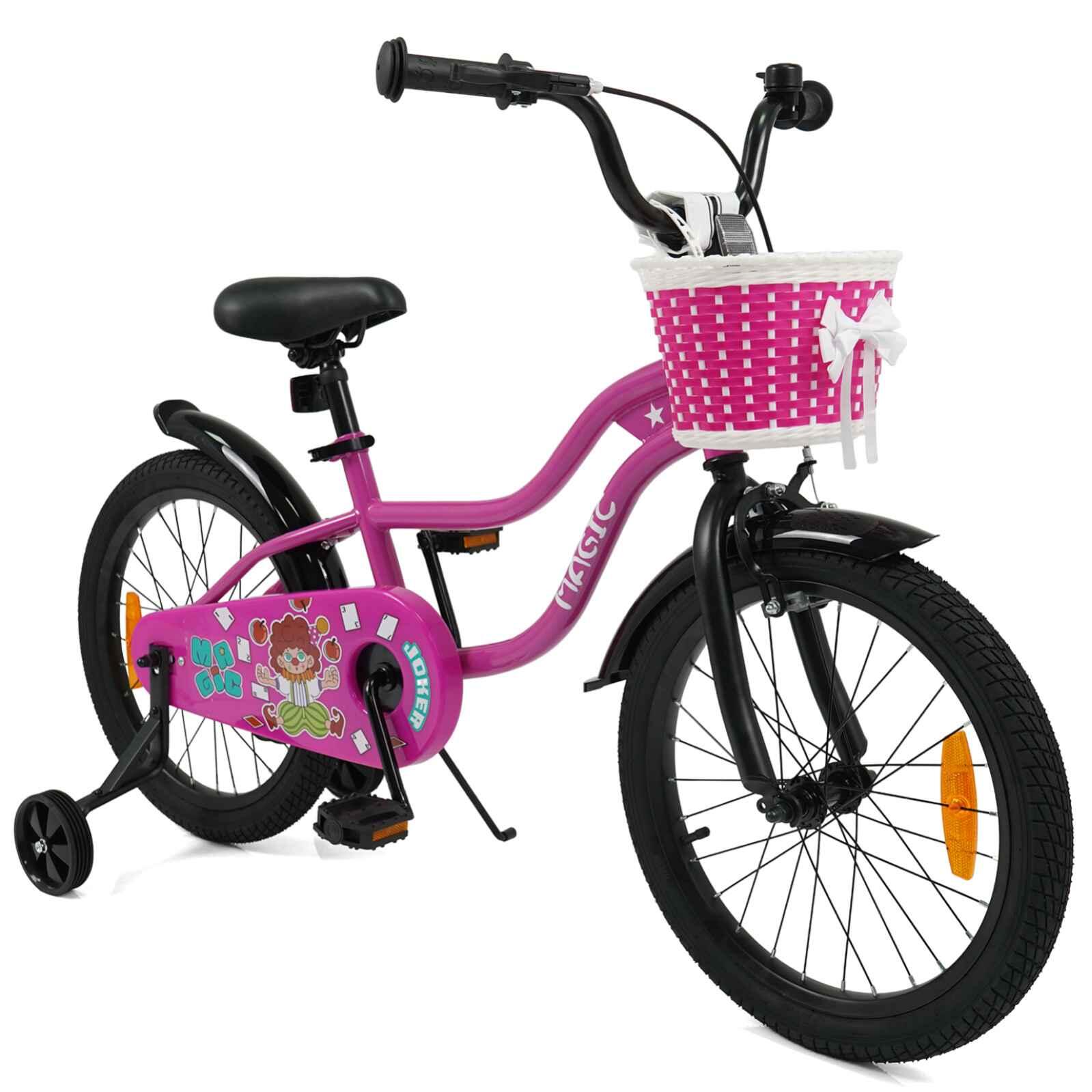 45cm Kids Bike w/Dual Brakes Training Wheels Basket Rosy