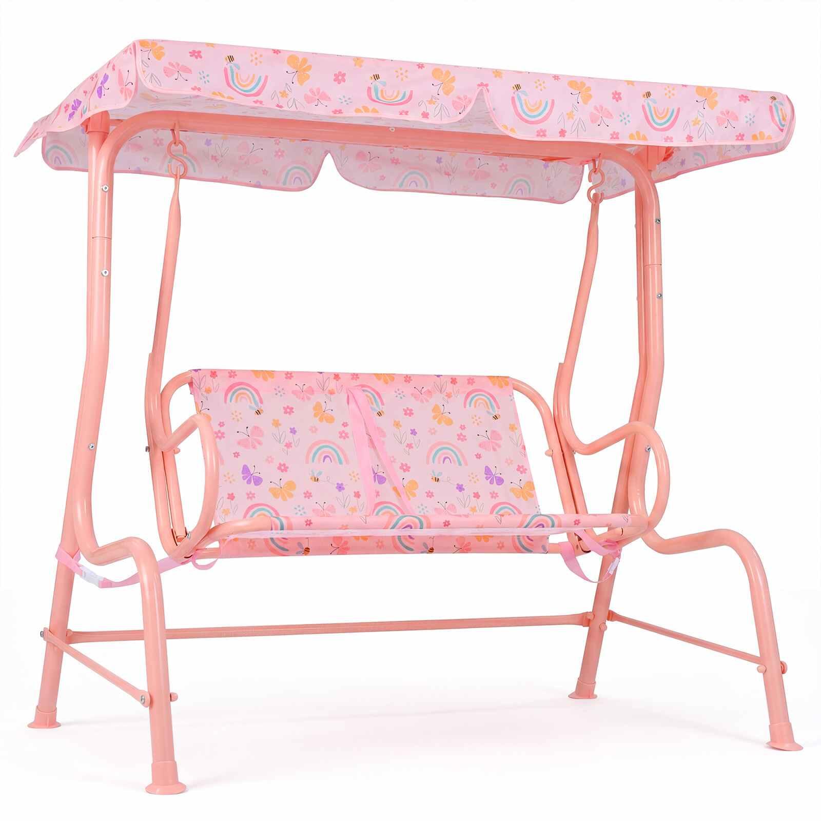 2-Seater Outdoor Swing Bench w/Adjustable Canopy