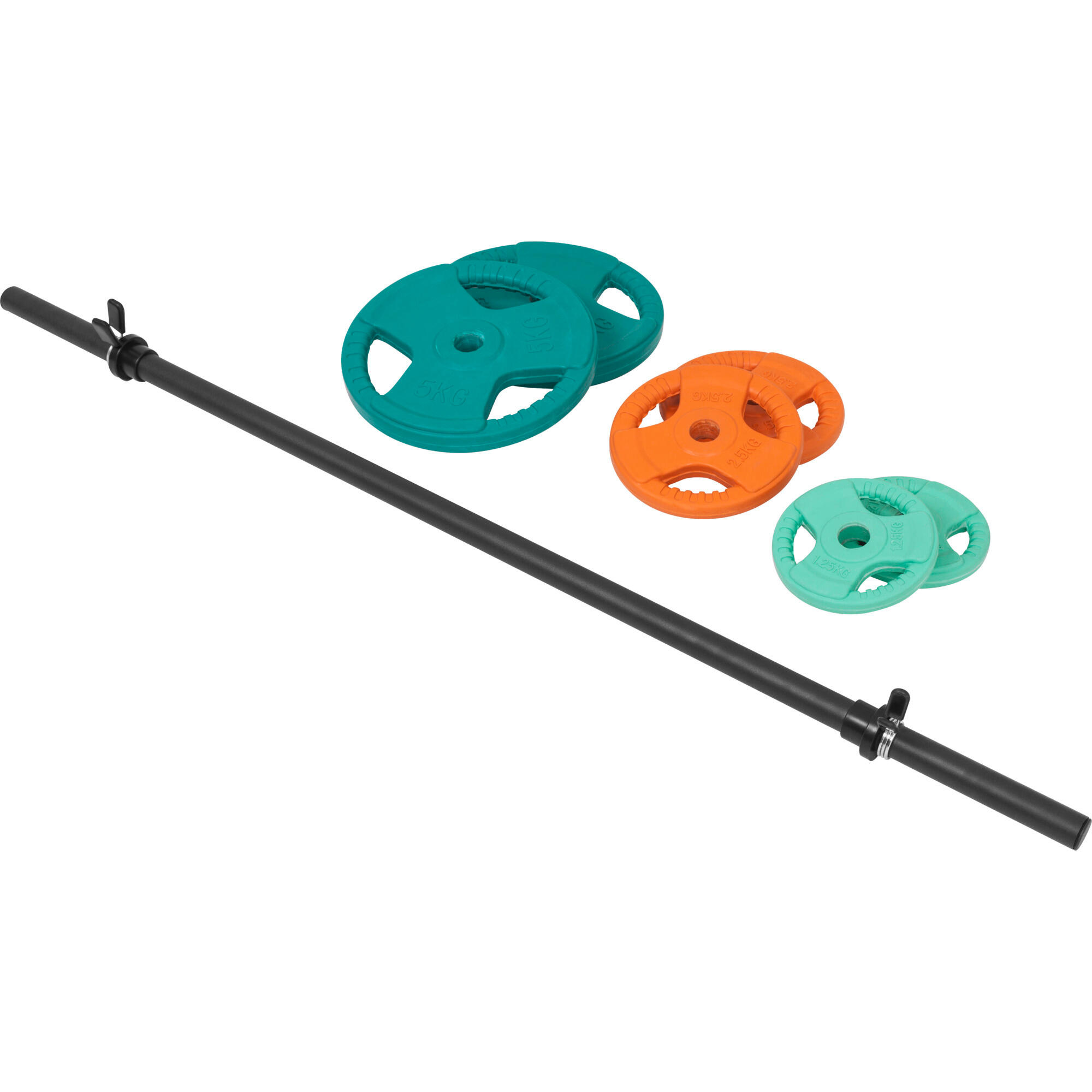 BARRE D'AEROBIC 130 CM AVEC POIDS GRIP EN CAOUTCHOUC | DIAMÈTRE 30 MM | MUSCULAT 5/6