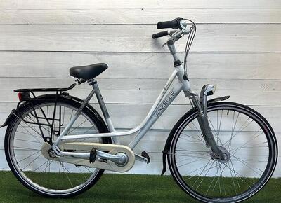 Gazelle stadsfiets - dames, 28" metalen grijs, serviced tweedehands.