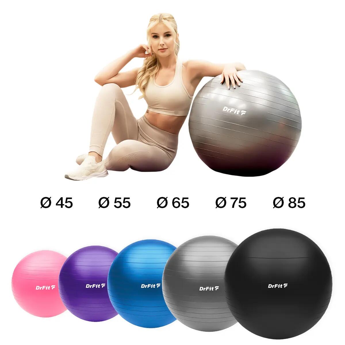 Piłka gimnastyczna gym ball do ćwiczeń gimnastycznych i fitness z pompką DrFit 7/7