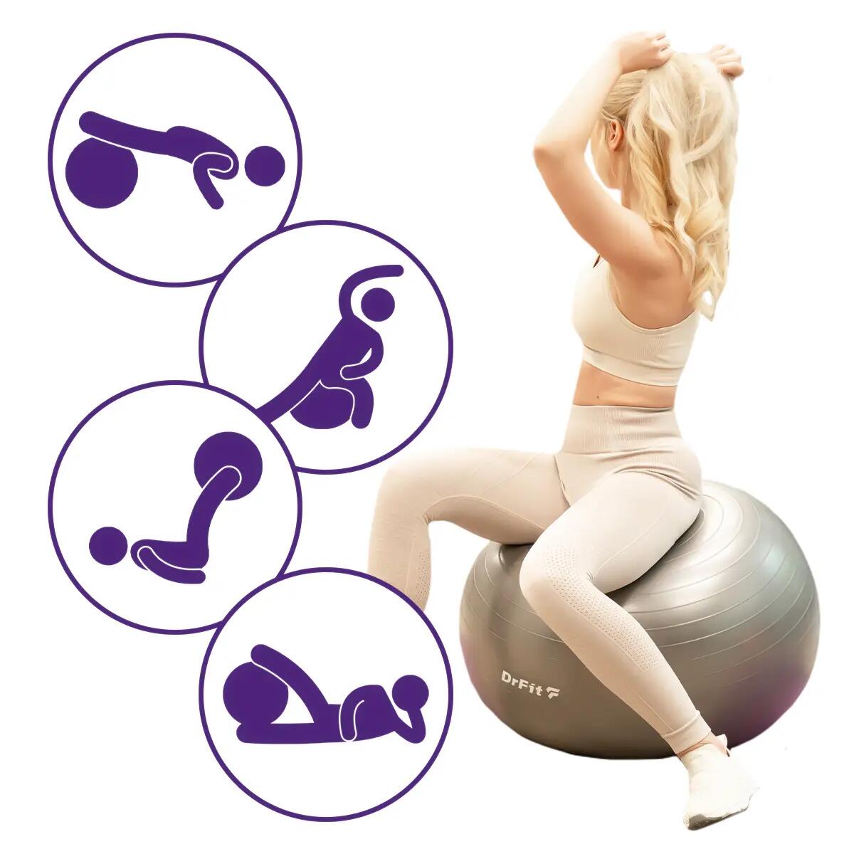 Piłka gimnastyczna gym ball do ćwiczeń gimnastycznych i fitness z pompką DrFit 5/7