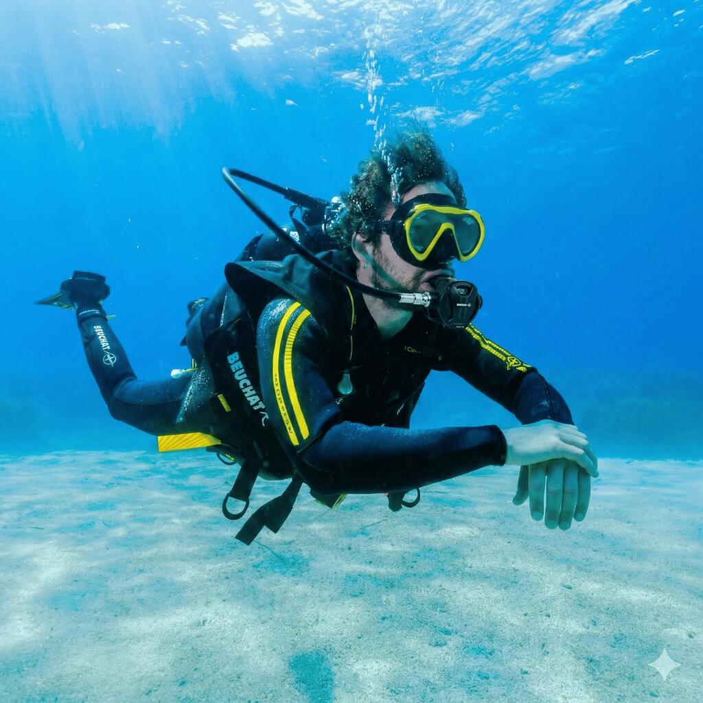 Palmes réglables Beuchat 1Dive jaune plongée XL/XXL 4/7