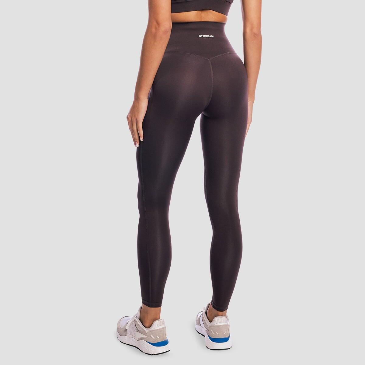 Legginsy damskie fitness z wysoką talią brązowe Aura Tee 3/7