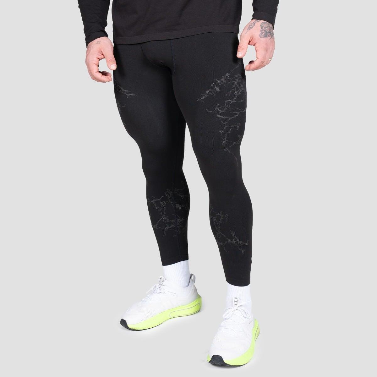 Legginsy męskie fitness bezszwowe slim czarne Static 3/7