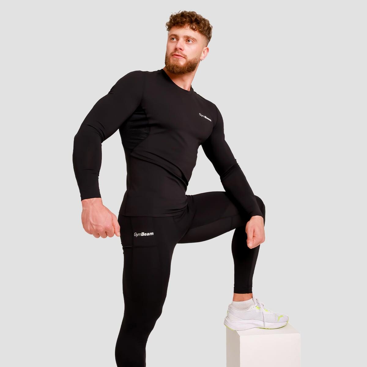 Leggings uomo palestra slim neri 3/7