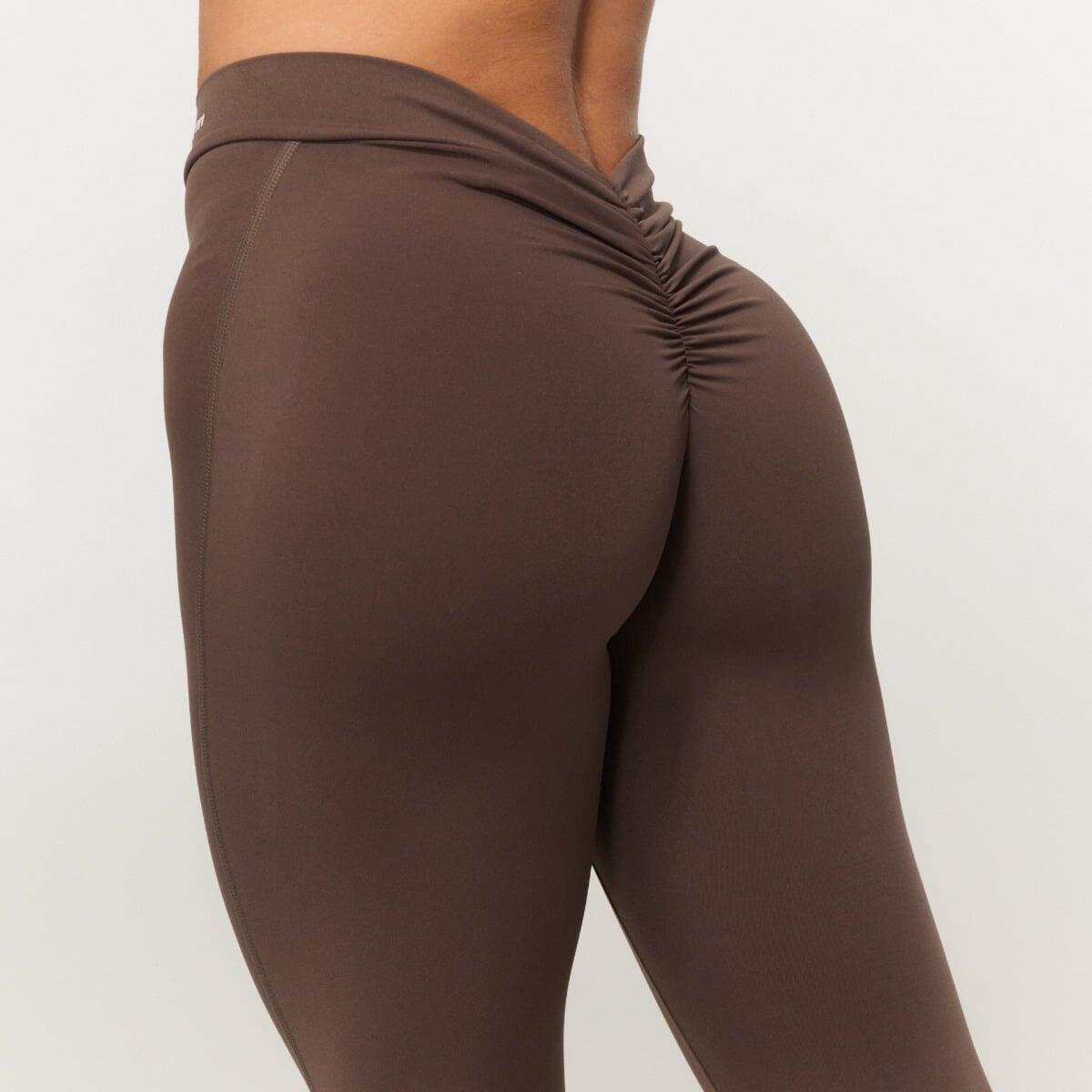 Pantaloni donna fitness slim marroni Fierce V-Back 3/6