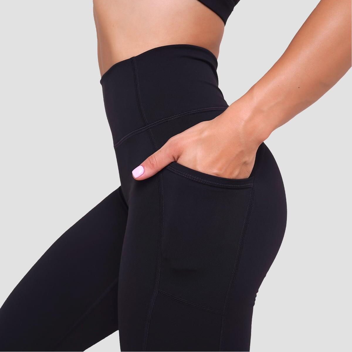 Legginsy damskie fitness z kieszeniami czarne Ignite 2/7