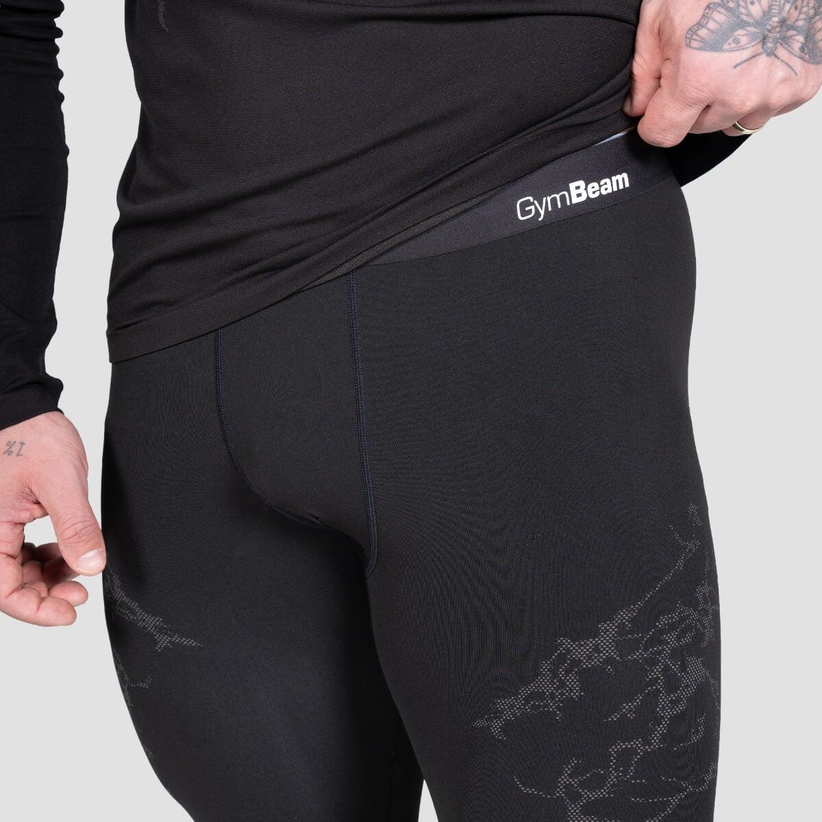 Legginsy męskie fitness bezszwowe slim czarne Static 2/7