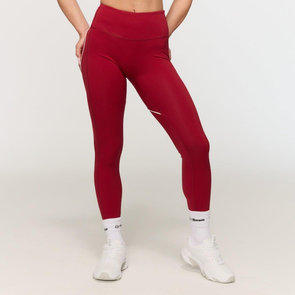 Legginsy damskie fitness z wysokim stanem czerwone Varsity 2/6