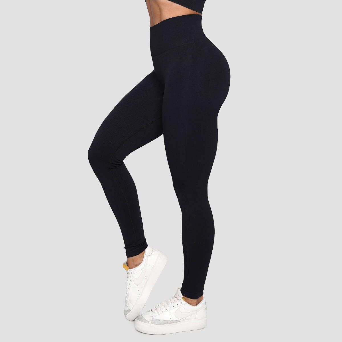 Legginsy damskie fitness bezszwowe czarne Lift 2/6