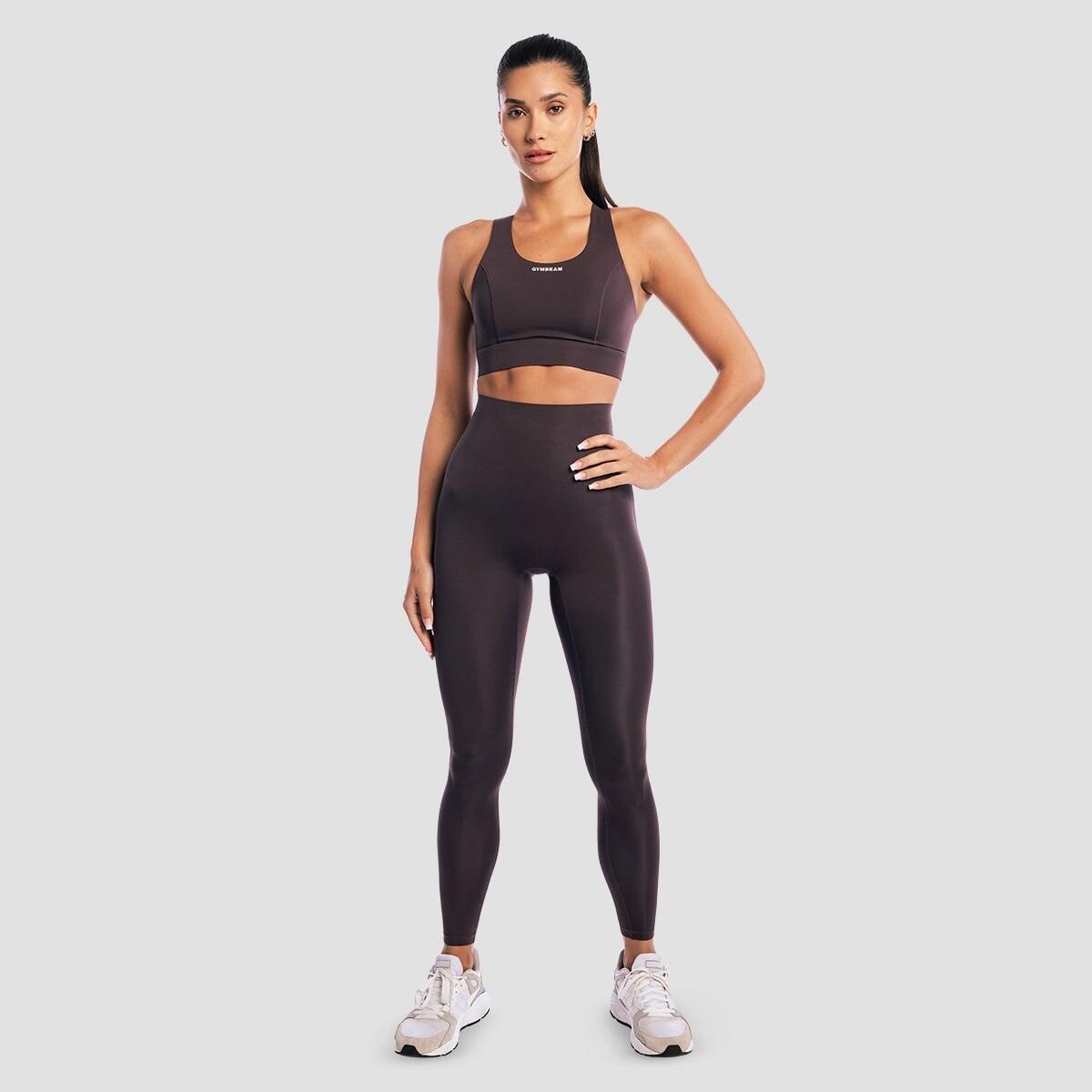 Legginsy damskie fitness z wysoką talią brązowe Aura Tee 5/7