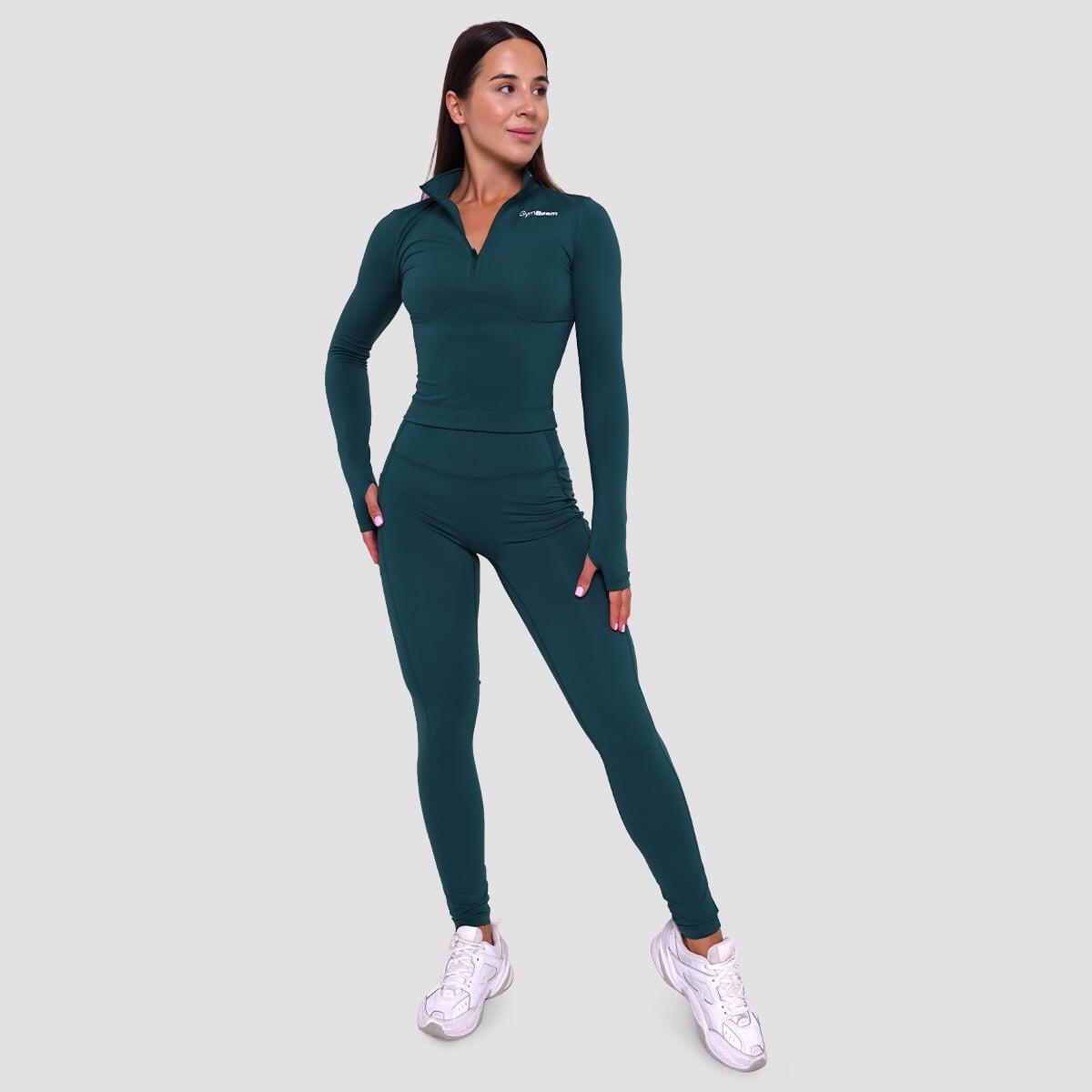 Legginsy damskie fitness z kieszeniami ciemnozielone Ignite 5/7