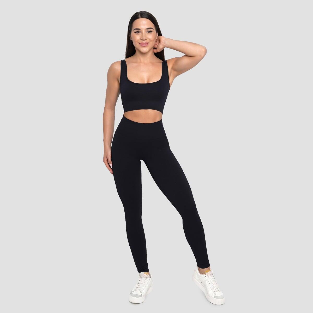 Legginsy damskie fitness bezszwowe czarne Lift 4/6