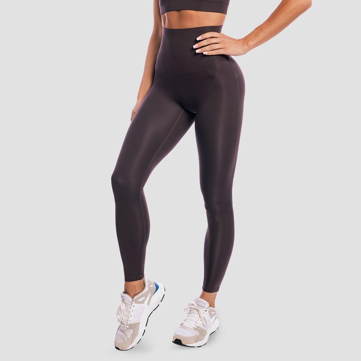 Legginsy damskie fitness z wysoką talią brązowe Aura Tee 4/7