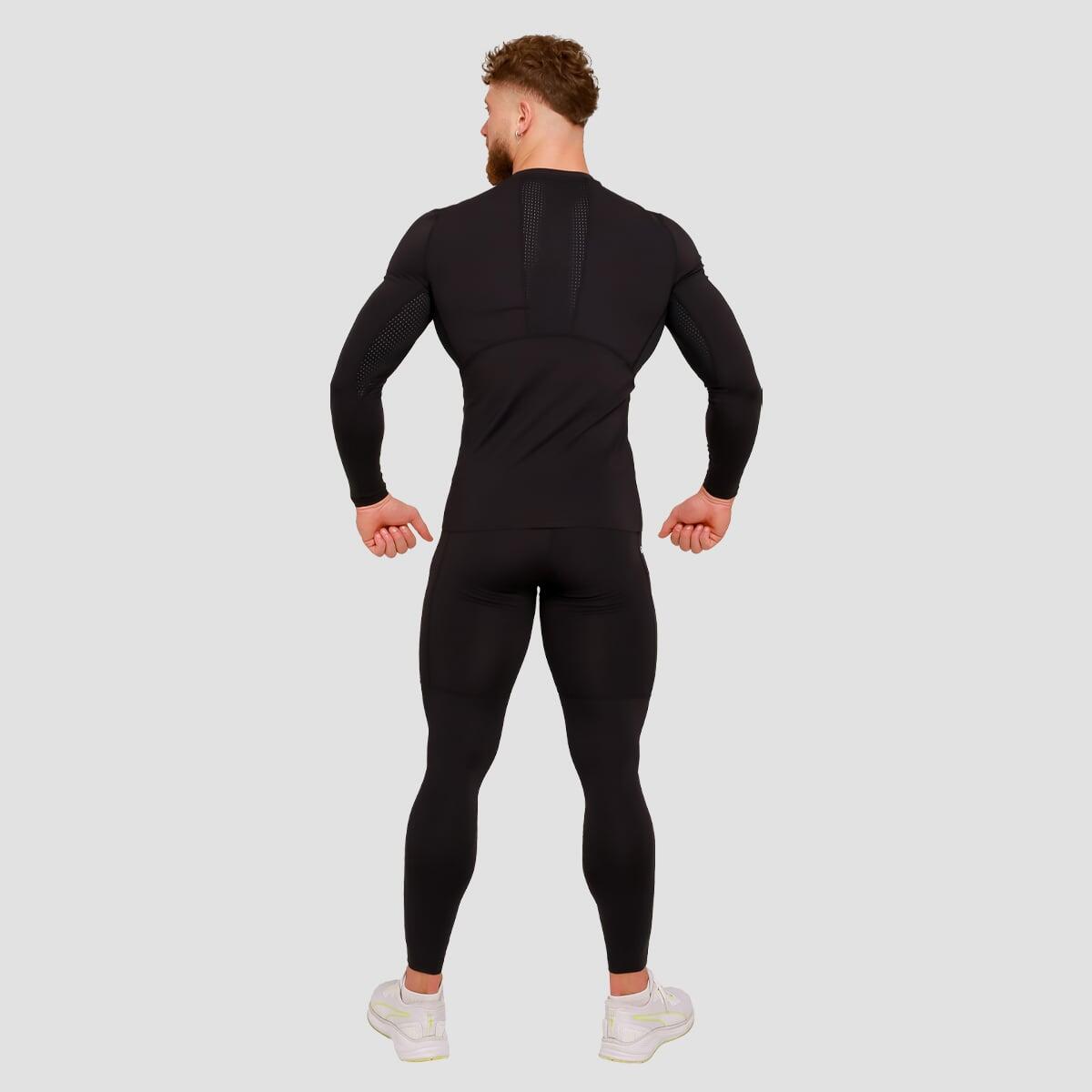 Leggings uomo palestra slim neri 4/7