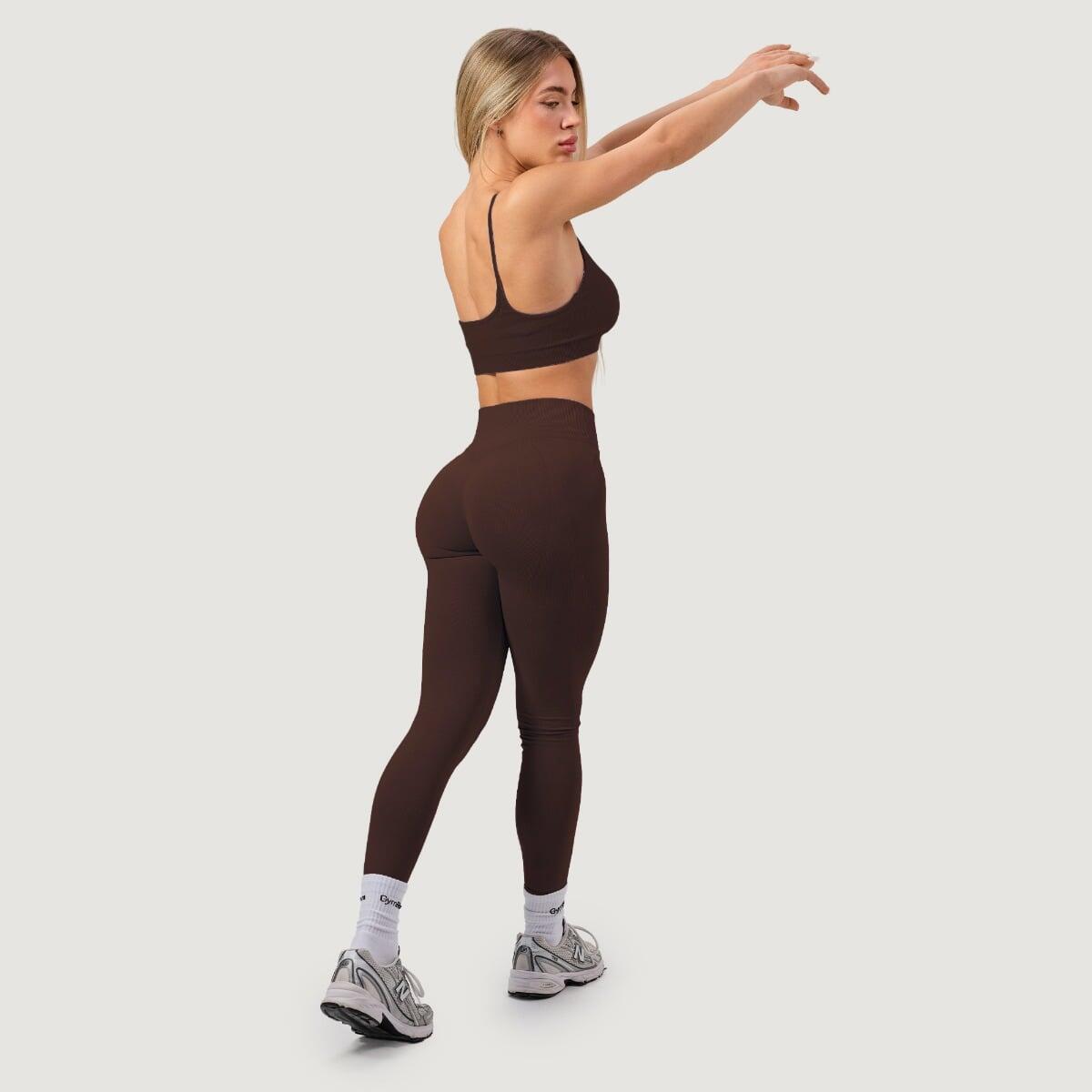 Legginsy damskie fitness bezszwowe z wysokim stanem Mocha NEO 5/7