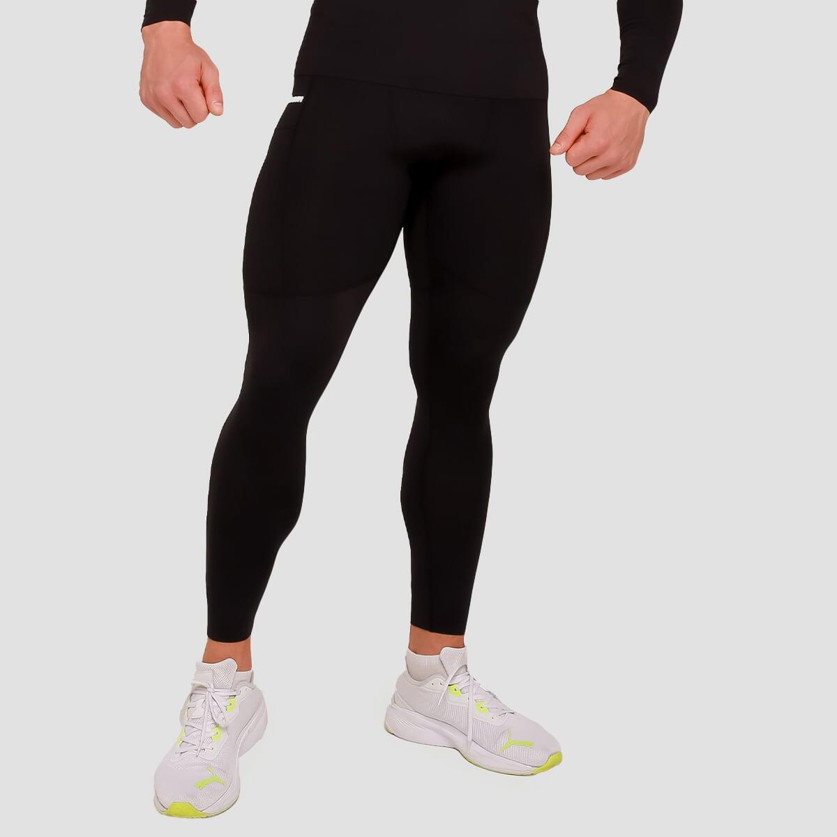 Leggings uomo palestra slim neri 1/7