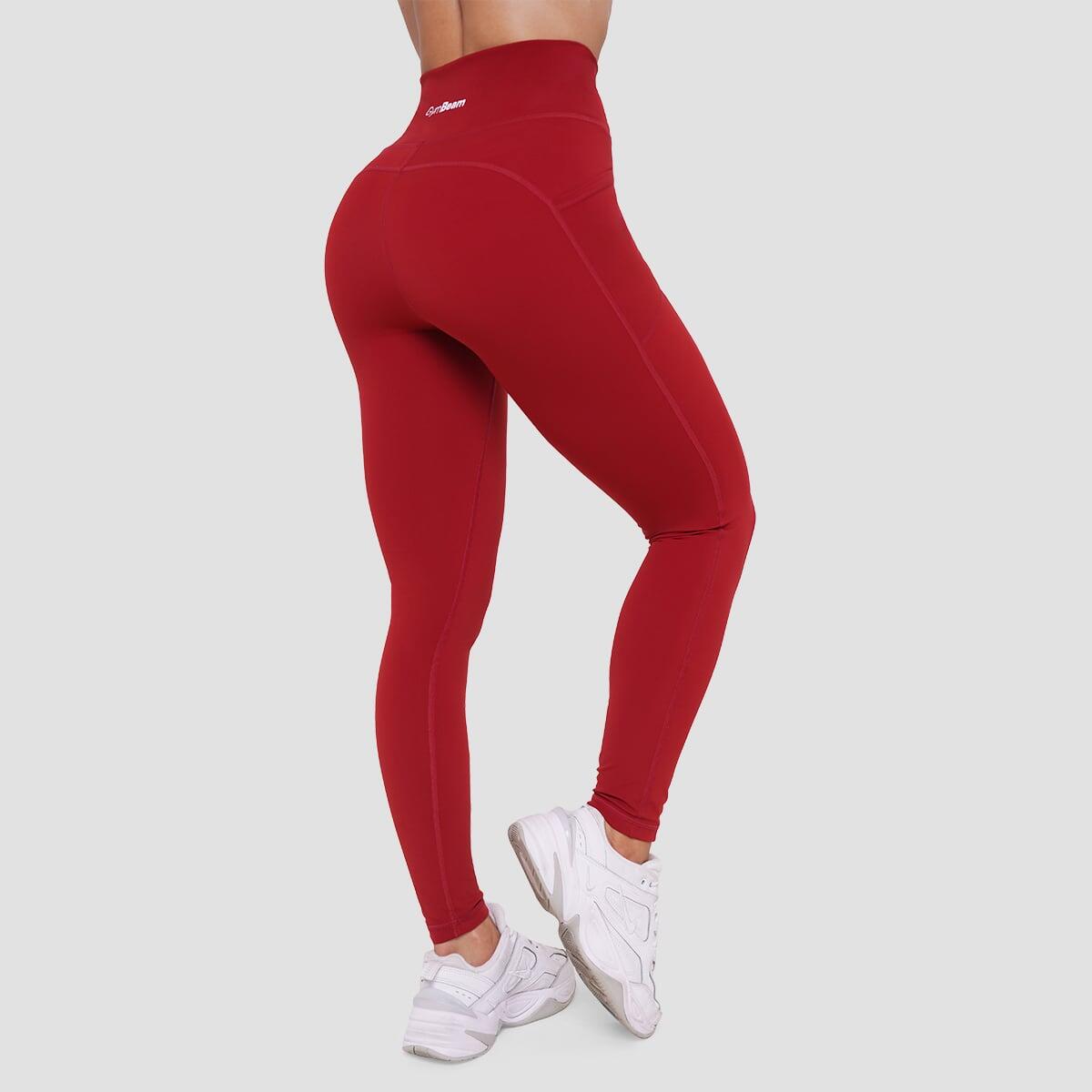 Legginsy damskie fitness z kieszeniami ciemnoczerwone Ignite 4/7